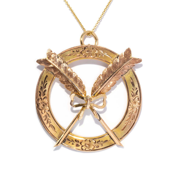 Eowyn 1929 Disc Arrow Pendant 14ct Gold Pendants/Necklaces Imperial Jewellery 