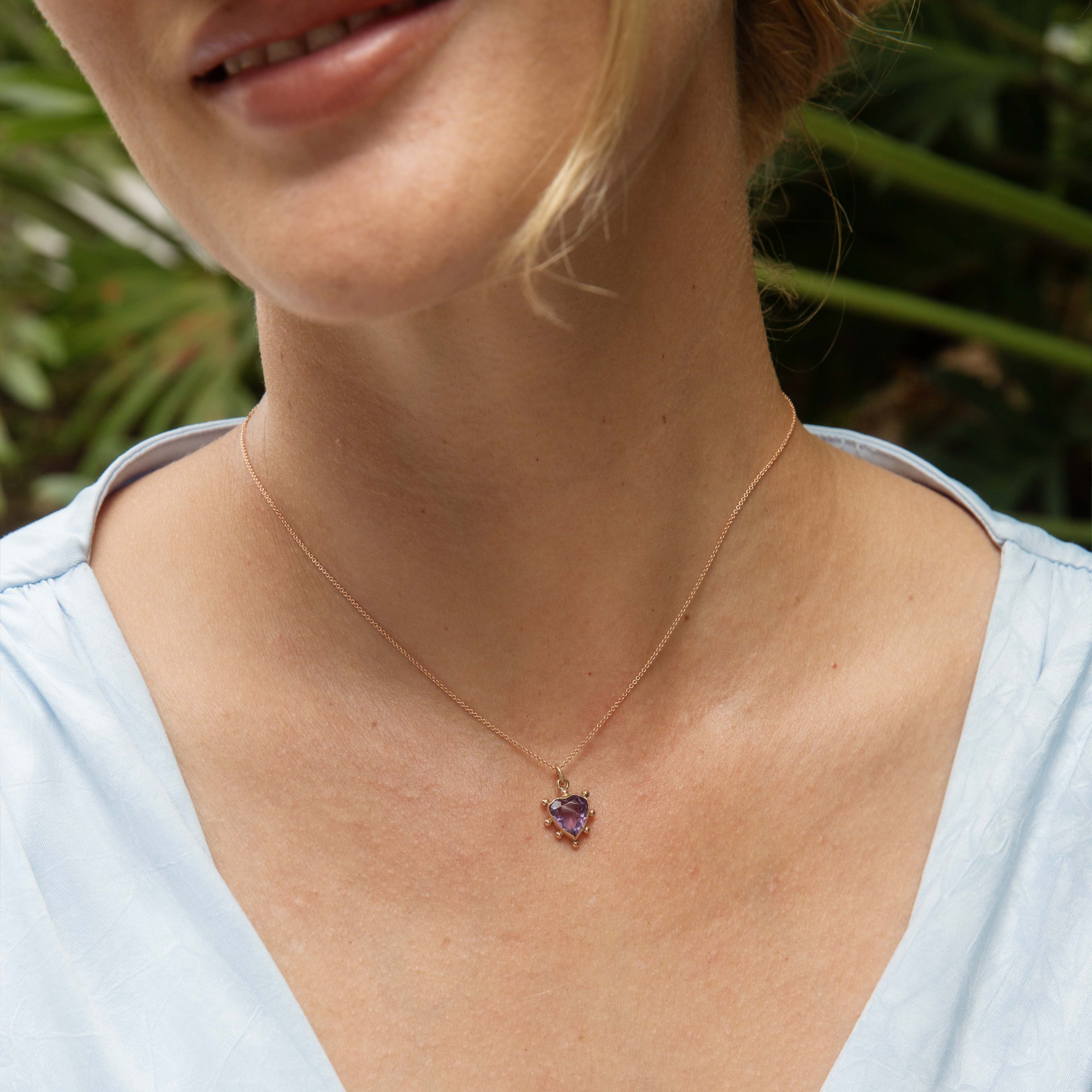 Eponine Antique Victorian Heart Amethyst Pendant 9ct Gold Pendants/Necklaces Imperial Jewellery 