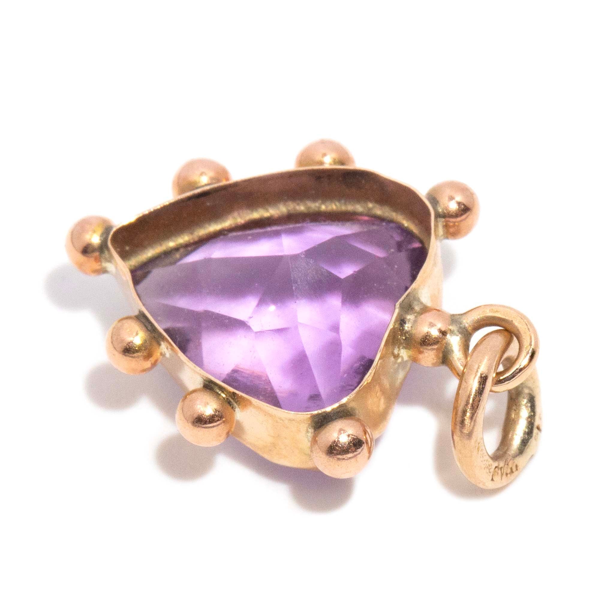 Eponine Antique Victorian Heart Amethyst Pendant 9ct Gold Pendants/Necklaces Imperial Jewellery 
