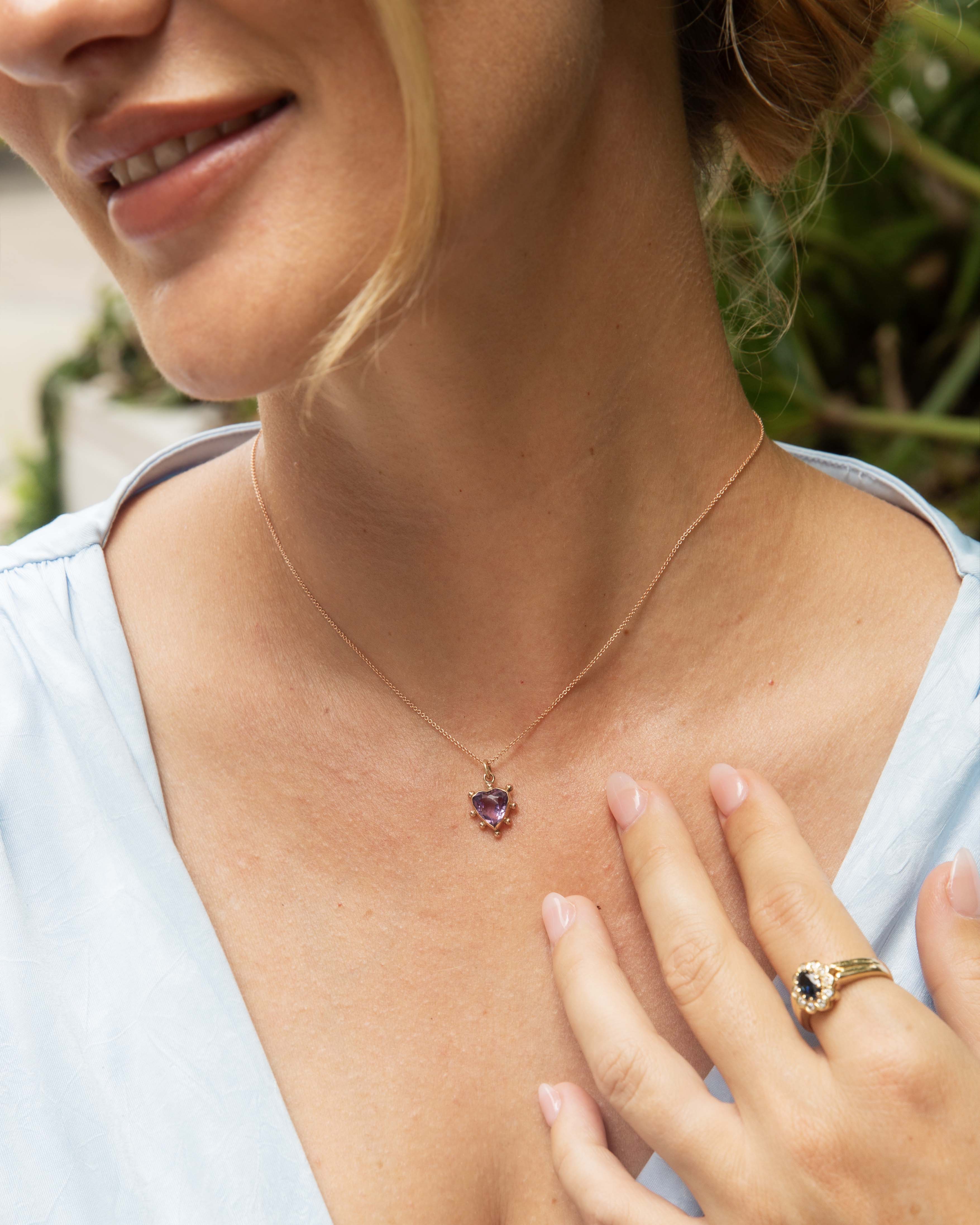 Eponine Antique Victorian Heart Amethyst Pendant 9ct Gold Pendants/Necklaces Imperial Jewellery 