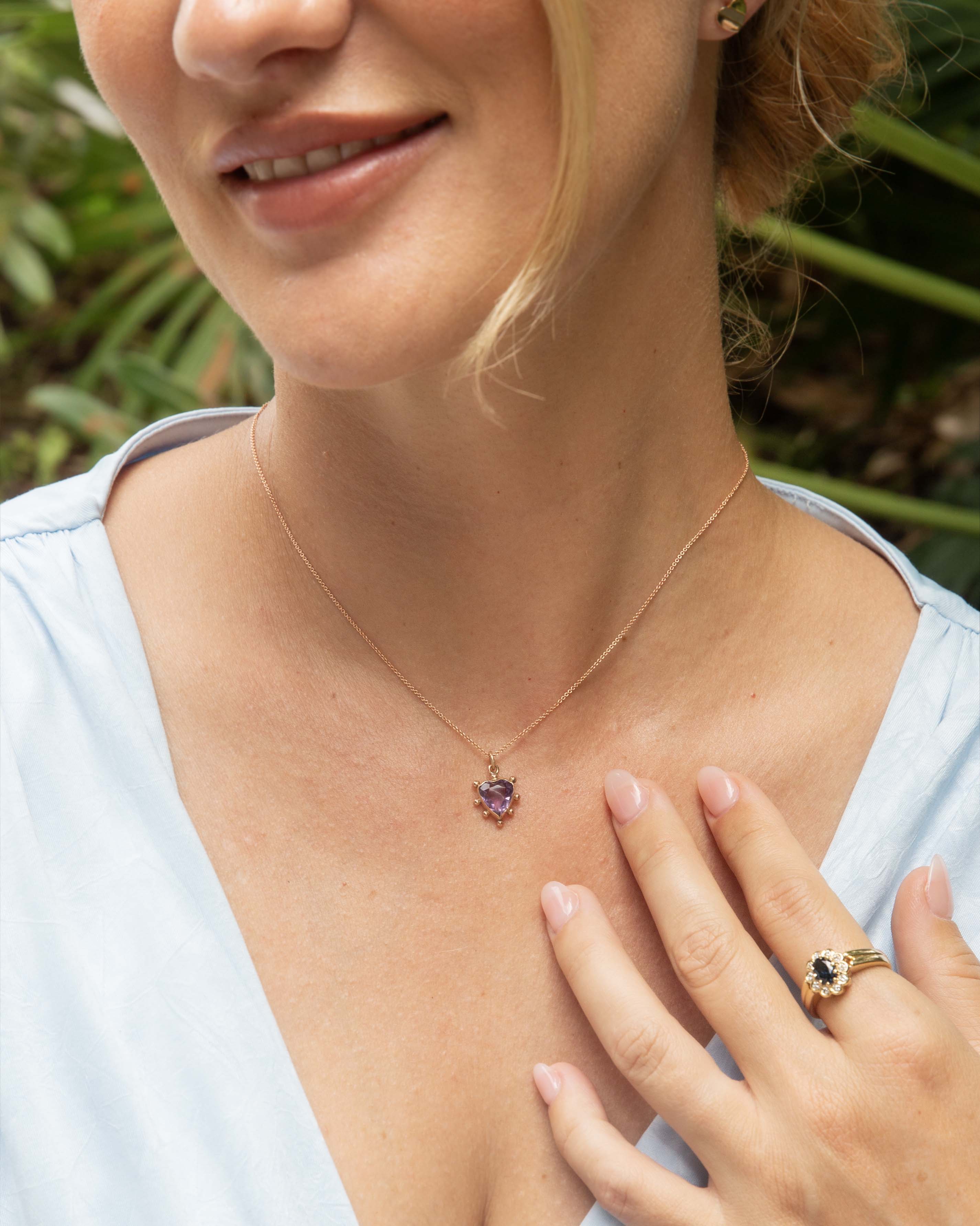Eponine Antique Victorian Heart Amethyst Pendant 9ct Gold Pendants/Necklaces Imperial Jewellery 