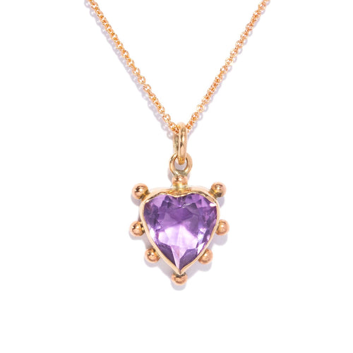 Eponine Victorian Heart Amethyst Pendant 9K Yellow Gold