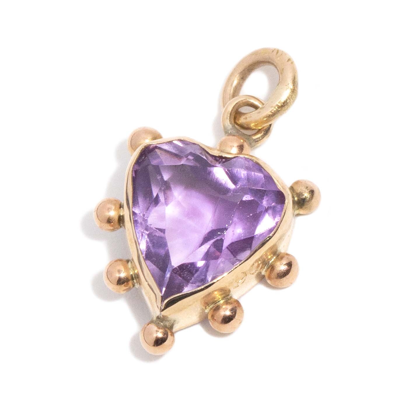 Eponine Antique Victorian Heart Amethyst Pendant 9ct Gold Pendants/Necklaces Imperial Jewellery 
