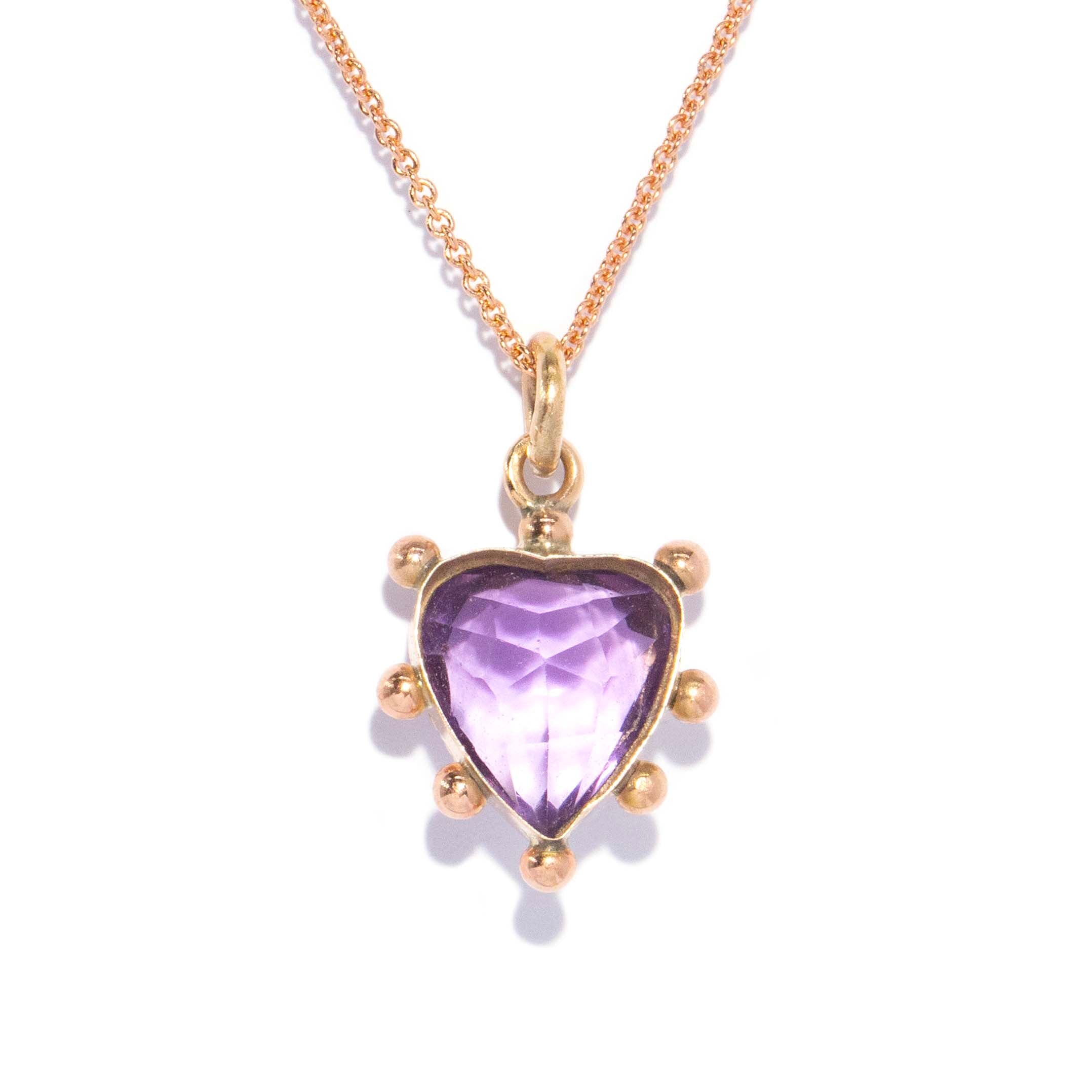 Eponine Antique Victorian Heart Amethyst Pendant 9ct Gold Pendants/Necklaces Imperial Jewellery 