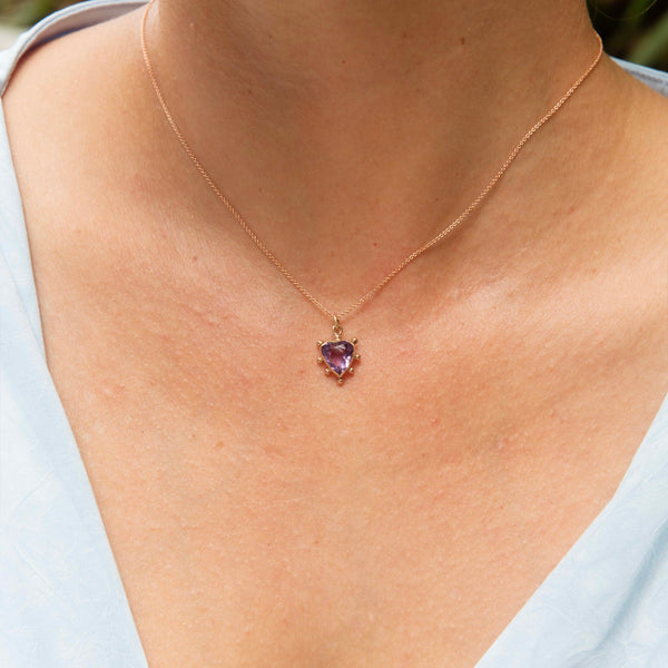 Eponine Antique Victorian Heart Amethyst Pendant 9ct Gold Pendants/Necklaces Imperial Jewellery 