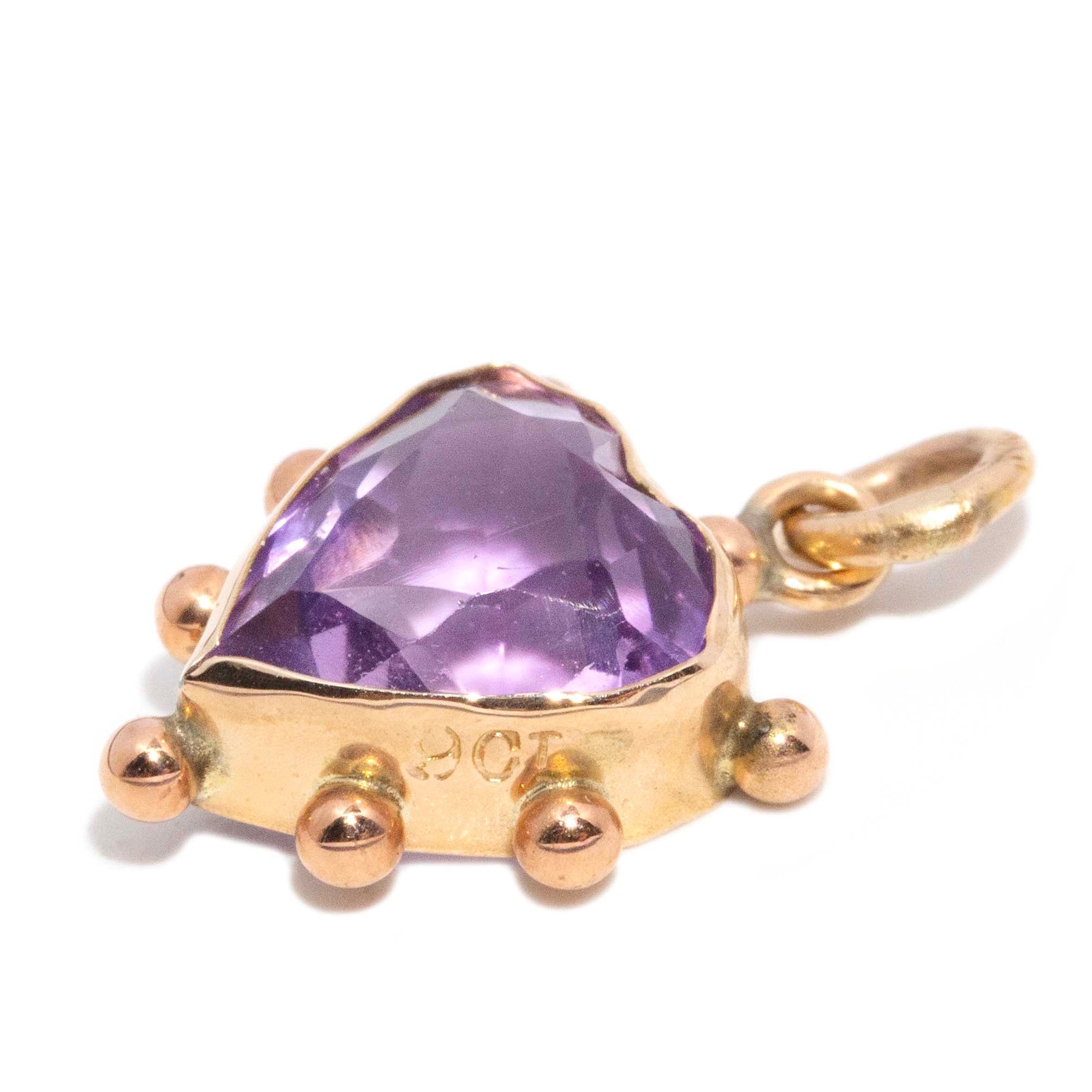 Eponine Antique Victorian Heart Amethyst Pendant 9ct Gold Pendants/Necklaces Imperial Jewellery 