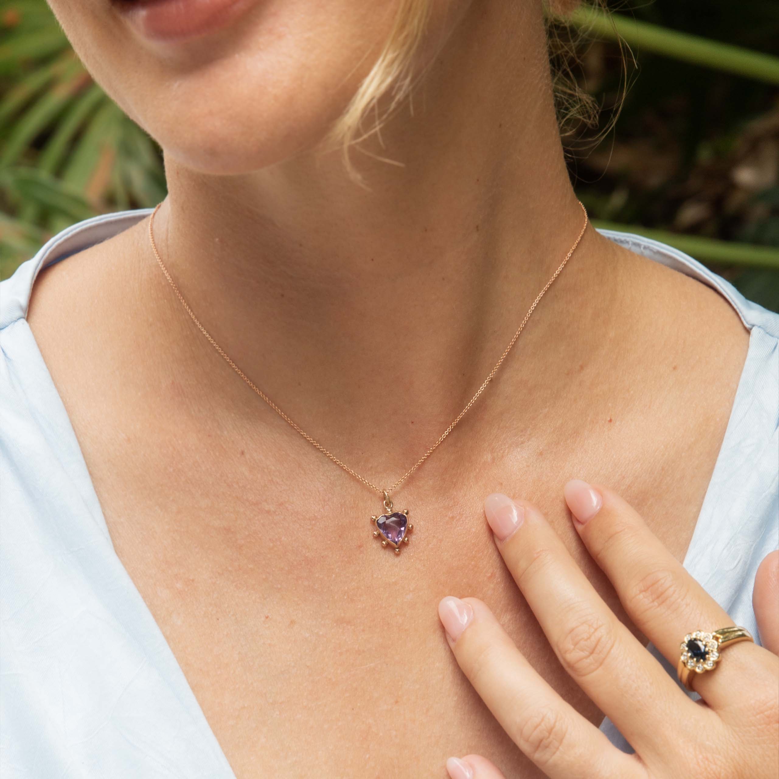 Eponine Antique Victorian Heart Amethyst Pendant 9ct Gold Pendants/Necklaces Imperial Jewellery 