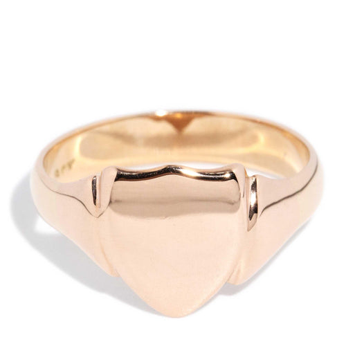 Eric High Polish Flared Shield Signet Ring 9K Rose Gold