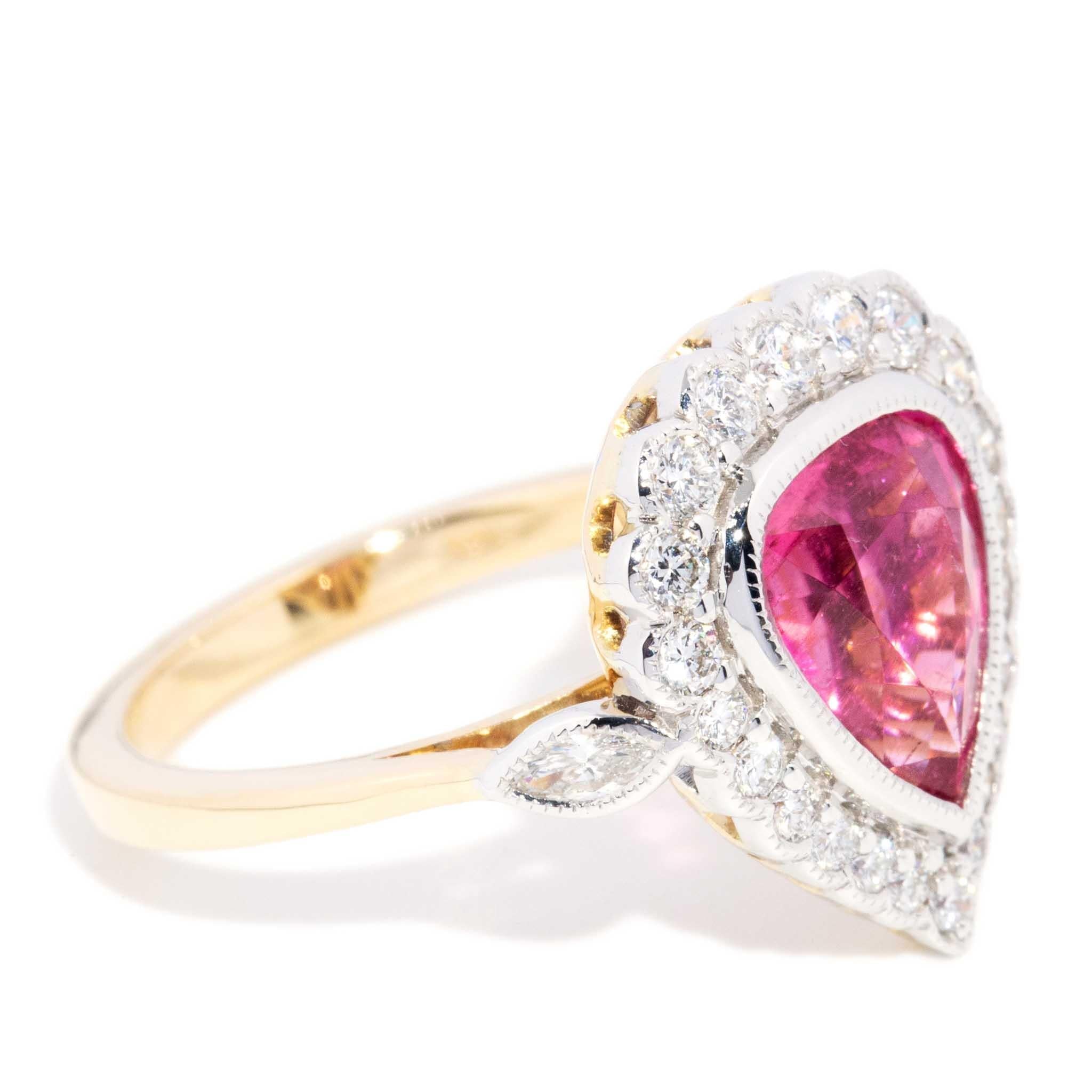 Erin 2.55ct Pink Tourmaline & Diamond Halo Ring 18ct Gold