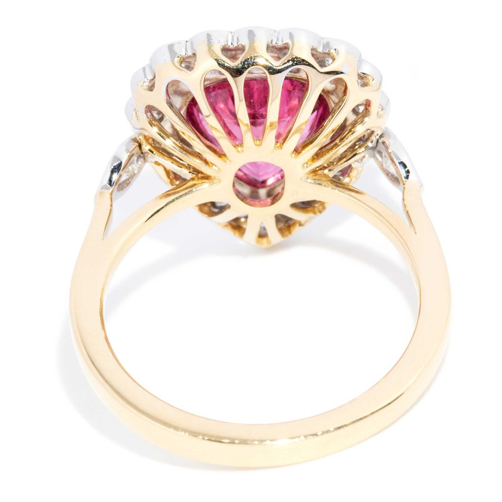 Erin 2.55ct Pink Tourmaline & Diamond Halo Ring 18ct Gold
