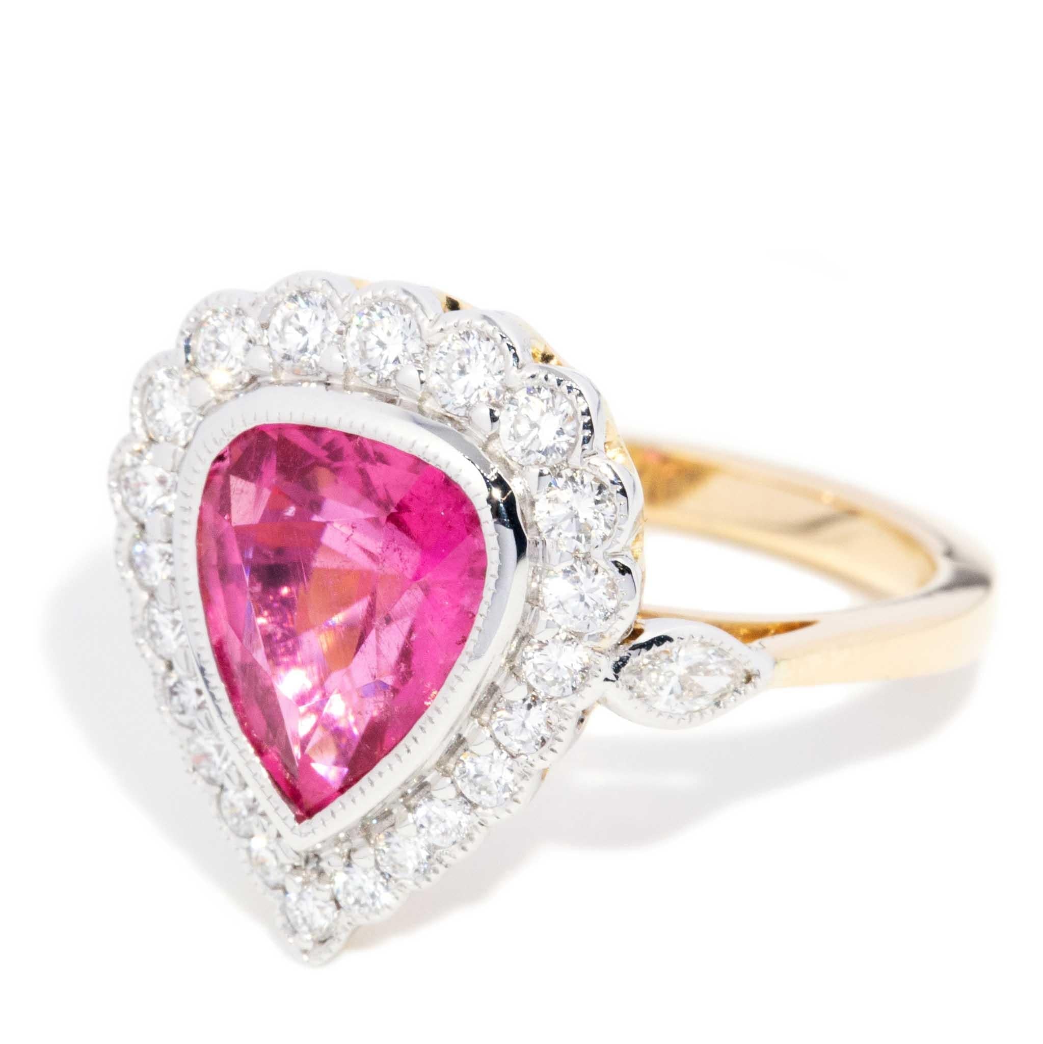 Erin 2.55ct Pink Tourmaline & Diamond Halo Ring 18ct Gold