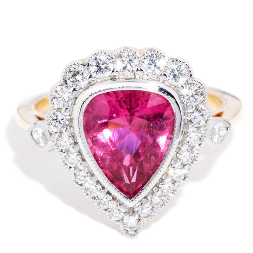 Erin 2.55ct Pink Tourmaline & Diamond Ring 18K Two Tone Gold