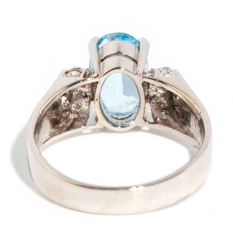 Esma Aquamarine Diamond Ring 14ct White Gold Rings Imperial Jewellery 