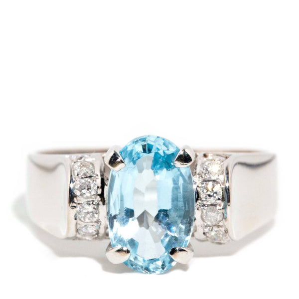 Esma Aquamarine Diamond Ring 14ct White Gold Rings Imperial Jewellery Imperial Jewellery - Hamilton 