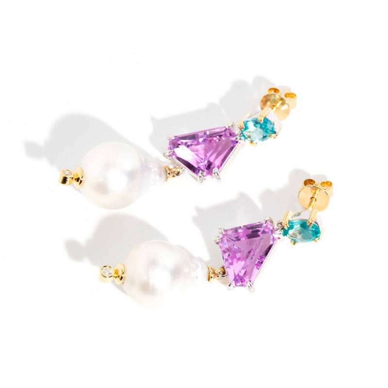 "Eternal Bliss" Kunzite Apatite South Sea Pearl & Diamond Earrings Rings Imperial Jewellery 