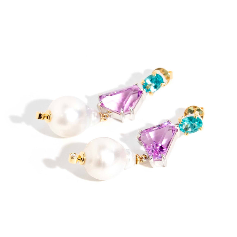 "Eternal Bliss" Kunzite Apatite South Sea Pearl & Diamond Earrings Rings Imperial Jewellery 