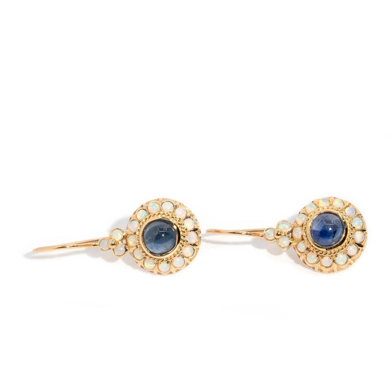 Etta Sapphire Cabochon & Opal Drop 9ct Gold Earrings* DRAFT Earrings Imperial Jewellery 