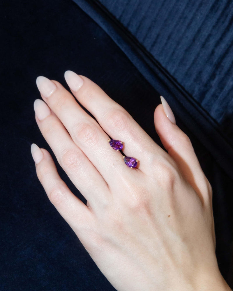 Vintage Circa 1990s Pear Cut Amethyst Studs 9 Carat Gold