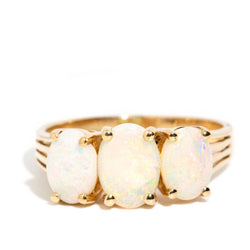 Evelyn 1970s Solid Australian Opal Three Stone Ring 14ct Gold Rings Imperial Jewellery Imperial Jewellery - Hamilton 