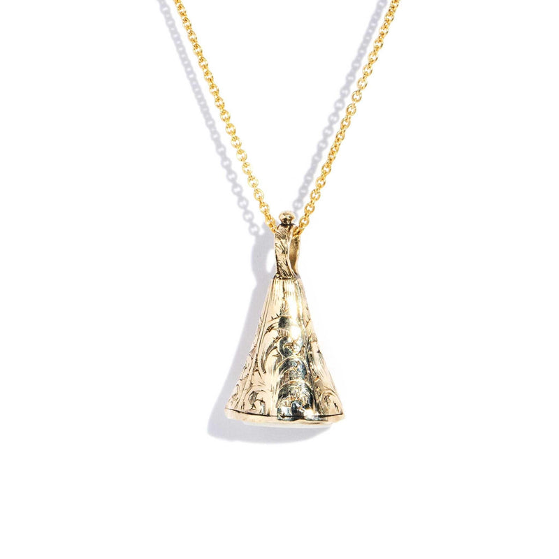 Evelyn Antique 1900s White Agate Drop Pendant 10ct Gold