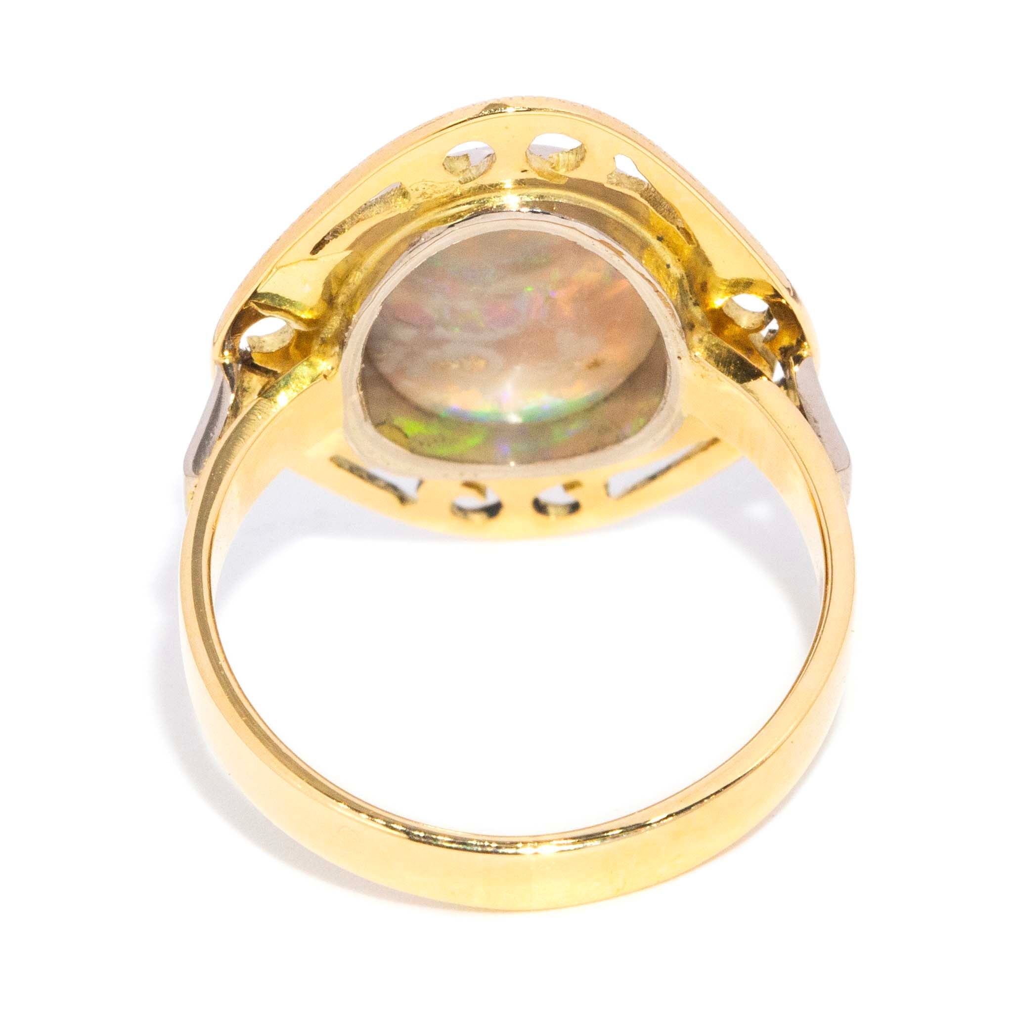 Everly Oval Opal Openwork Ring 18ct Gold Rings Imperial Jewellery 