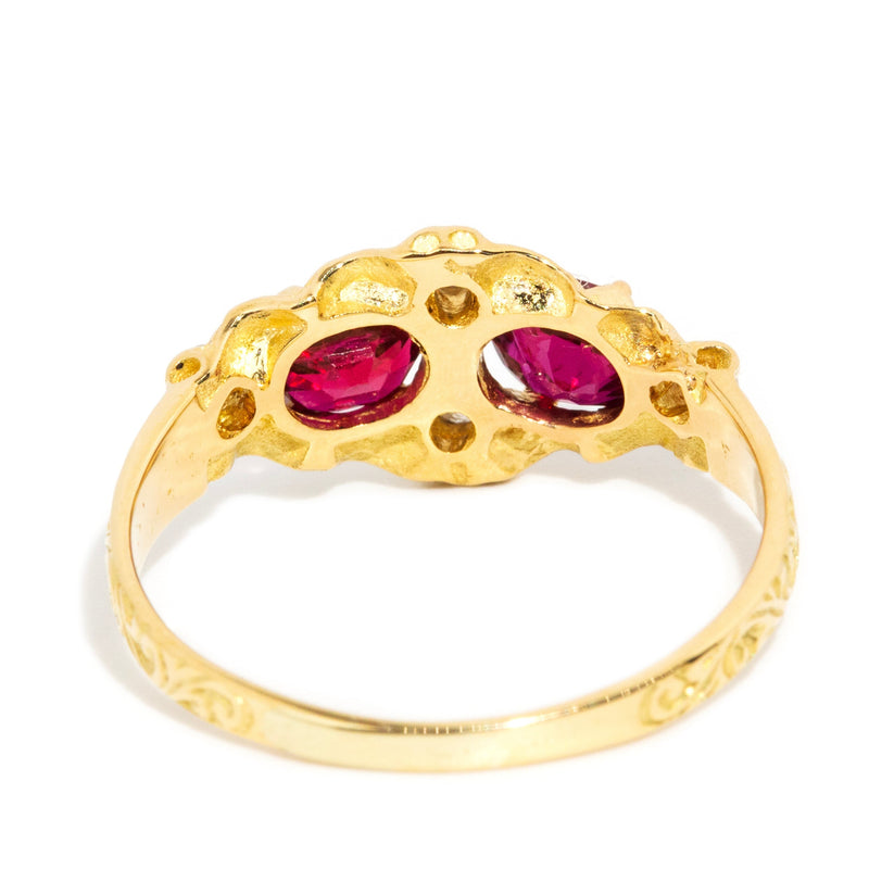 Evie 1980s Ruby & Diamond 18ct Gold Ring Rings Imperial Jewellery 