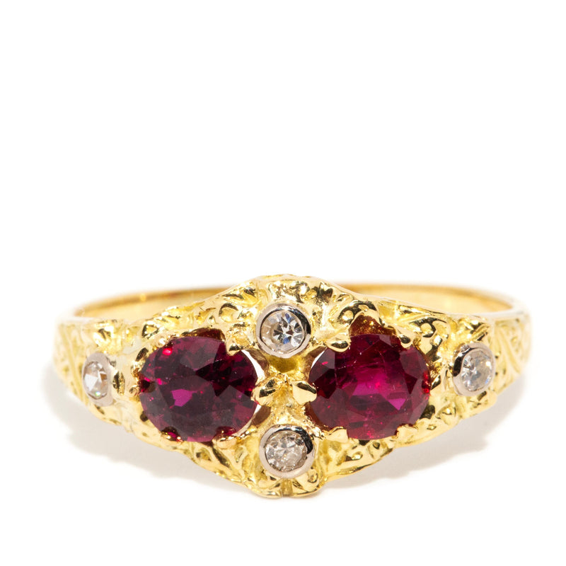 Ruby and diamond ring yellow gold discount