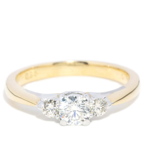 Contemporary Diamond Three Stone Ring 18 Carat Gold
