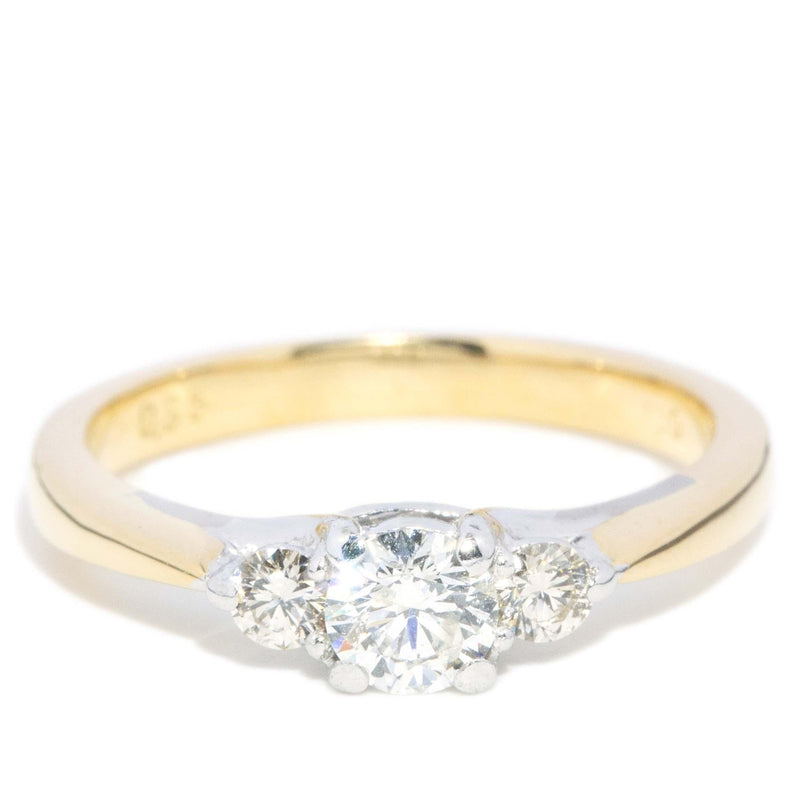 Contemporary Diamond Three Stone Ring 18 Carat Gold