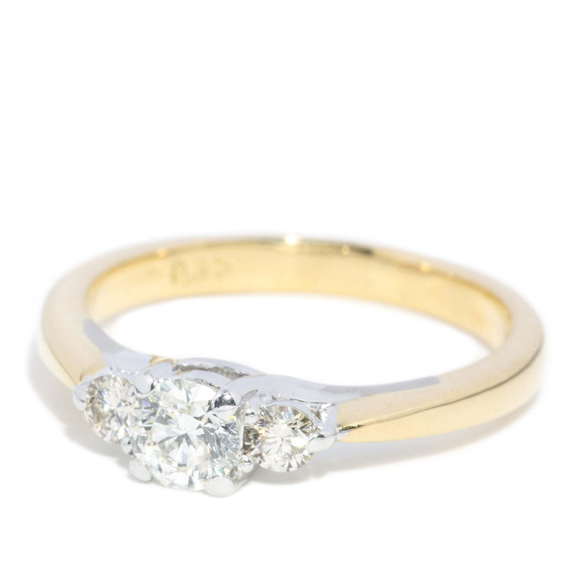 Contemporary Diamond Three Stone Ring 18 Carat Gold