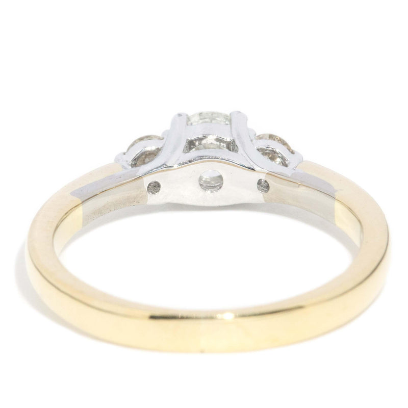 Contemporary Diamond Three Stone Ring 18 Carat Gold