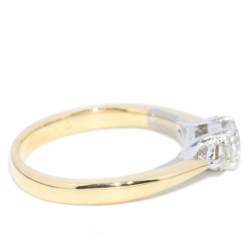 Contemporary Diamond Three Stone Ring 18 Carat Gold