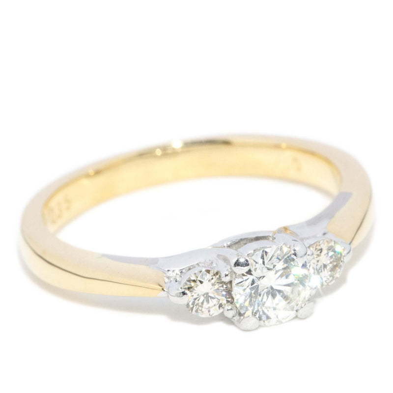 Contemporary Diamond Three Stone Ring 18 Carat Gold