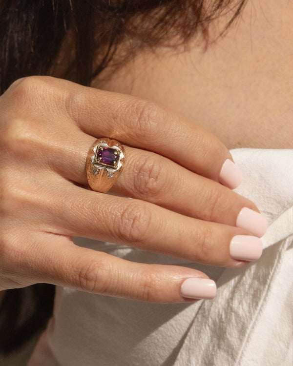 Ezra Ruby & Diamond Domed Dress 18ct Gold Rings Imperial Jewellery 