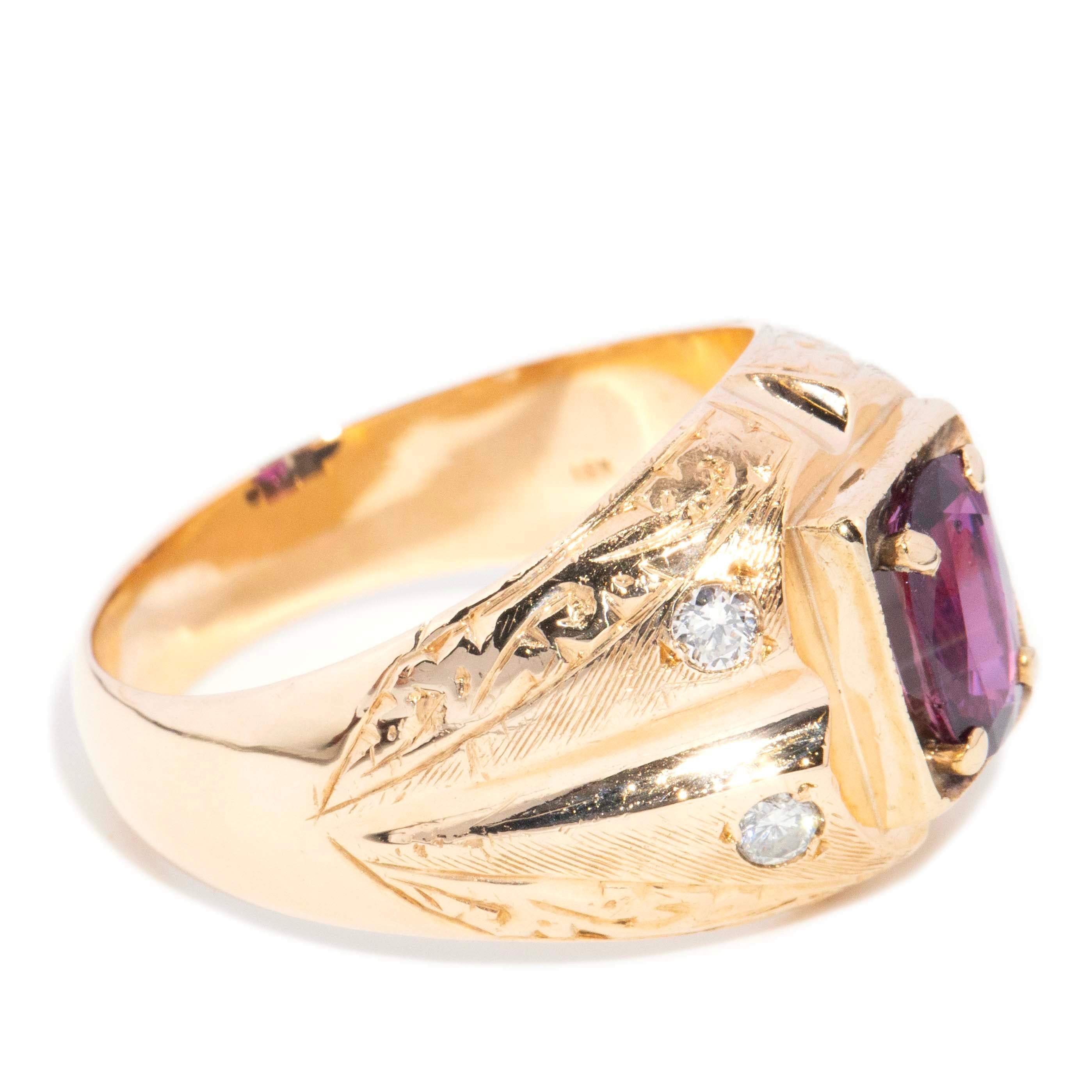 Ezra Ruby & Diamond Domed Dress 18ct Gold Rings Imperial Jewellery 