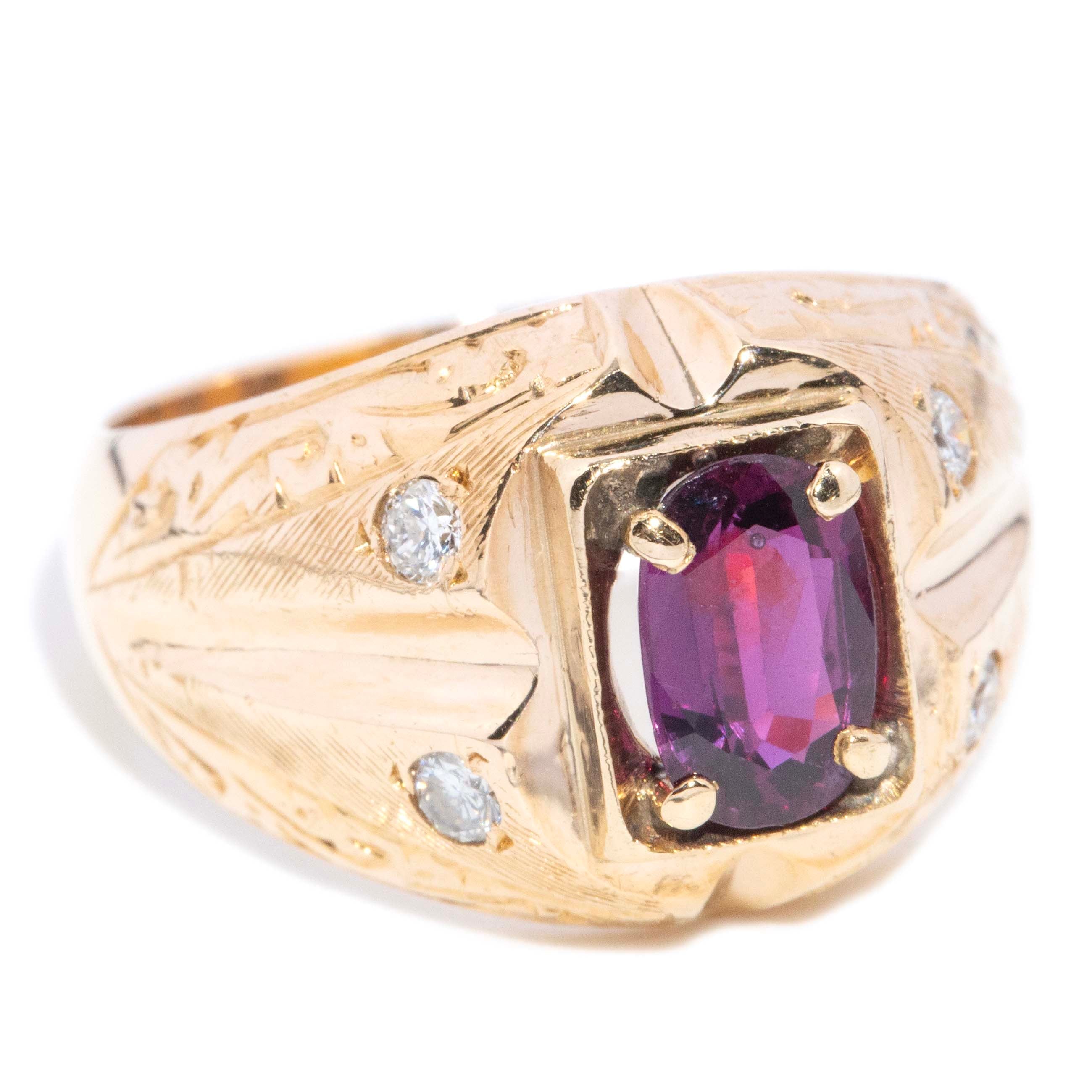 Ezra Ruby & Diamond Domed Dress 18ct Gold Rings Imperial Jewellery 