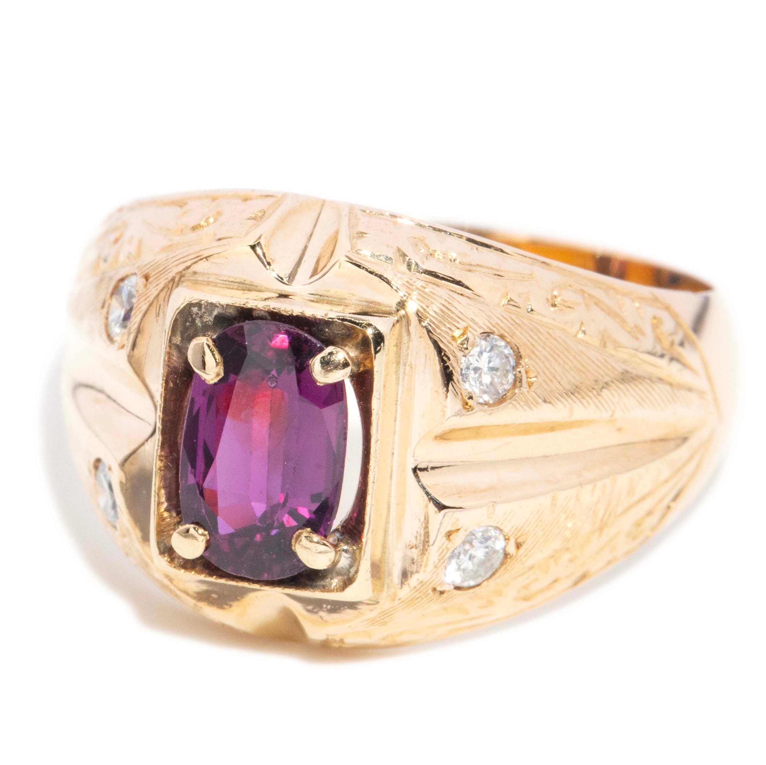 Ezra Ruby & Diamond Domed Dress 18ct Gold Rings Imperial Jewellery 