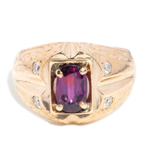Ezra Oval Ruby & Diamond Domed Dress Ring 18K Yellow Gold