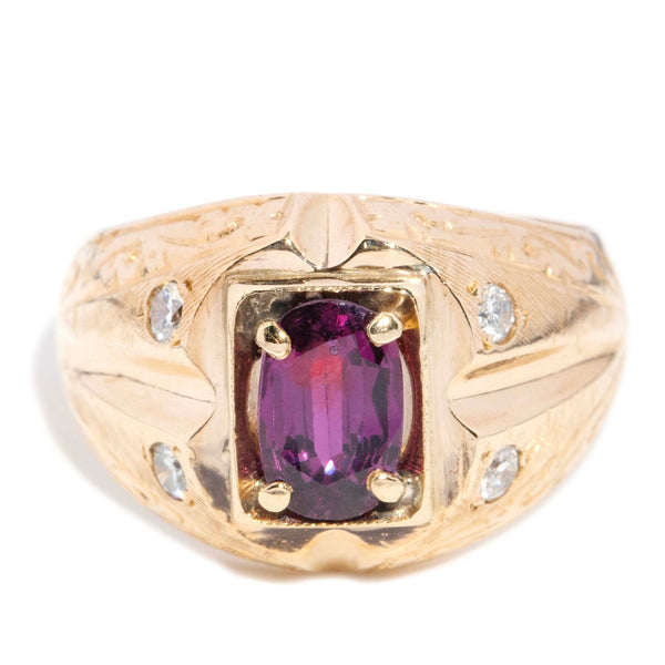 Ezra Ruby & Diamond Domed Dress 18ct Gold Rings Imperial Jewellery 