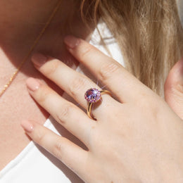 Fahari 1.63 Carat Purple & Pink Sapphire Halo Ring 18ct Gold