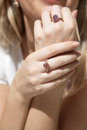Fahari 1.63 Carat Purple & Pink Sapphire Halo Ring 18ct Gold
