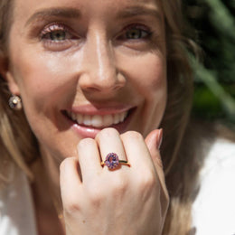 Fahari 1.63 Carat Purple & Pink Sapphire Halo Ring 18ct Gold