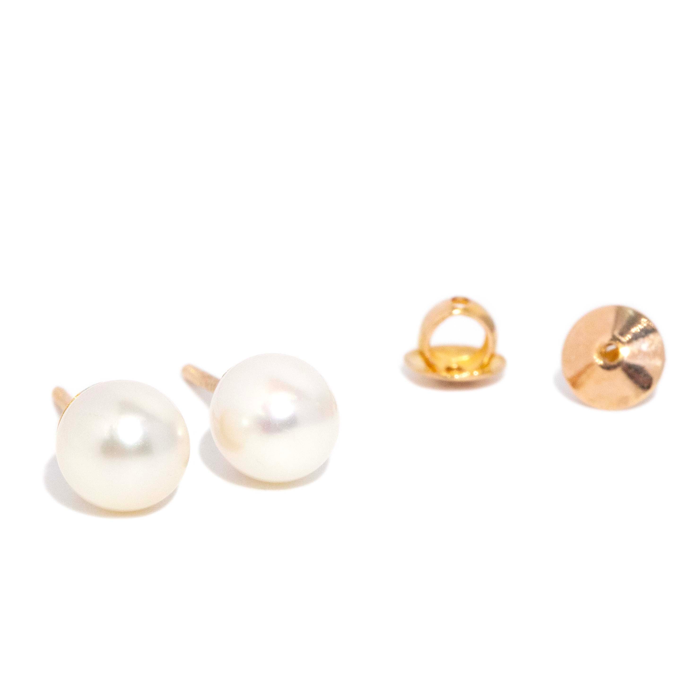 Farah Akoya Pearl Screwback Studs 14ct Gold Earrings Imperial Jewellery 
