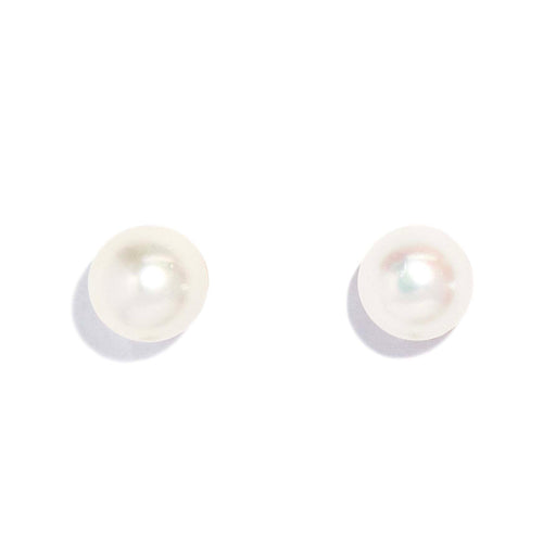 Farah White Akoya Pearl Screwback Studs 14K Yellow Gold