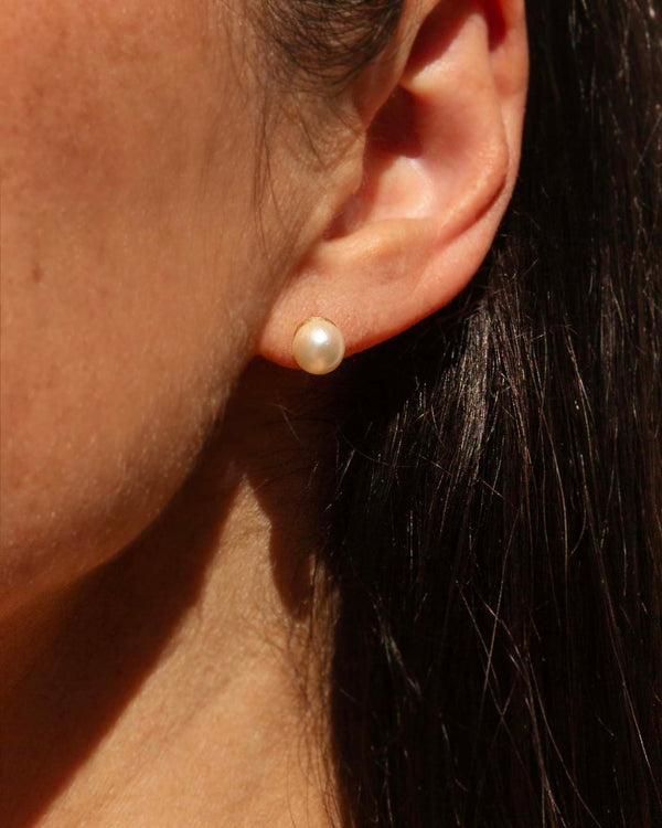 Farah Akoya Pearl Screwback Studs 14ct Gold Earrings Imperial Jewellery 