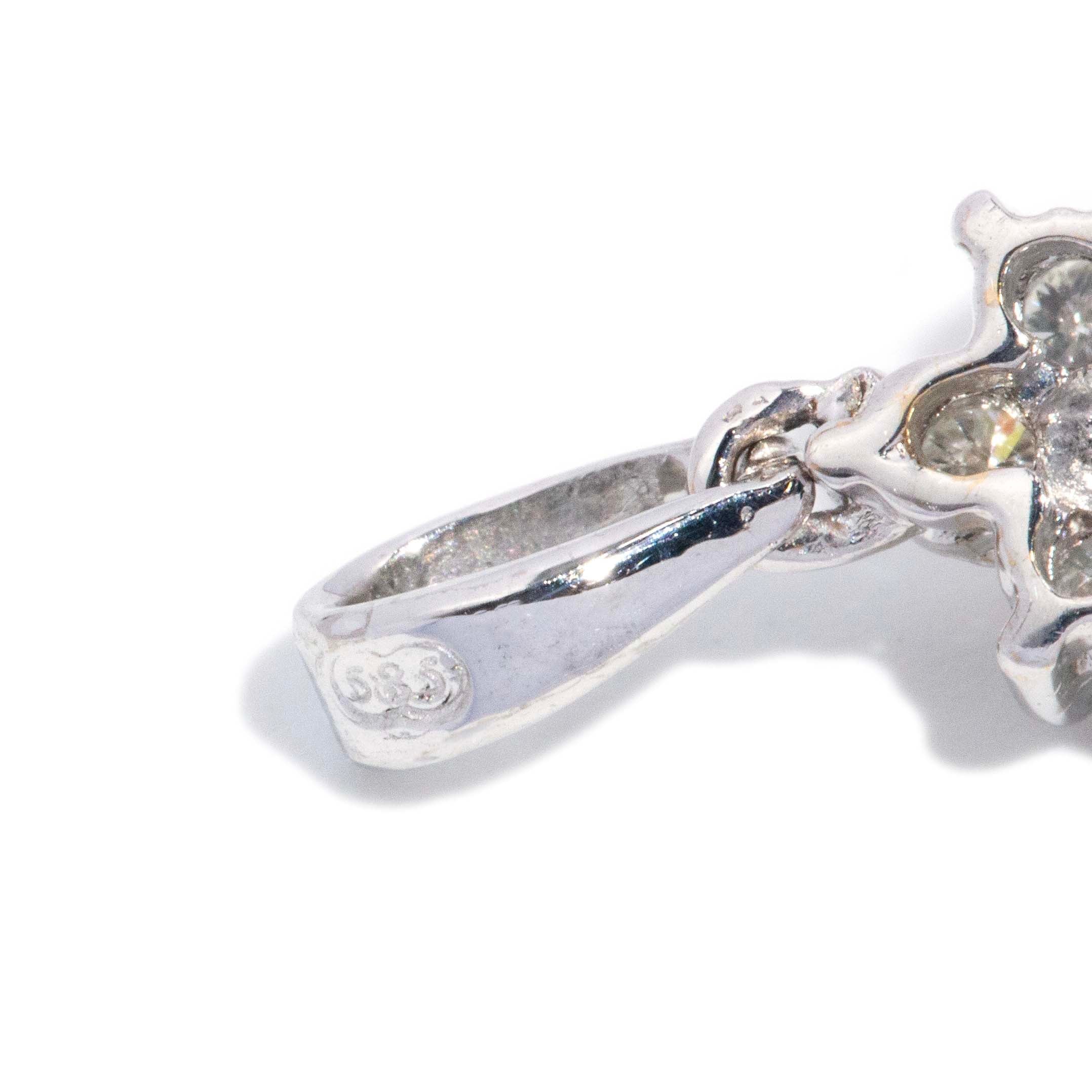 Fen Emerald & Diamond Cluster Pendant 14ct White Gold Pendants/Necklaces Imperial Jewellery 