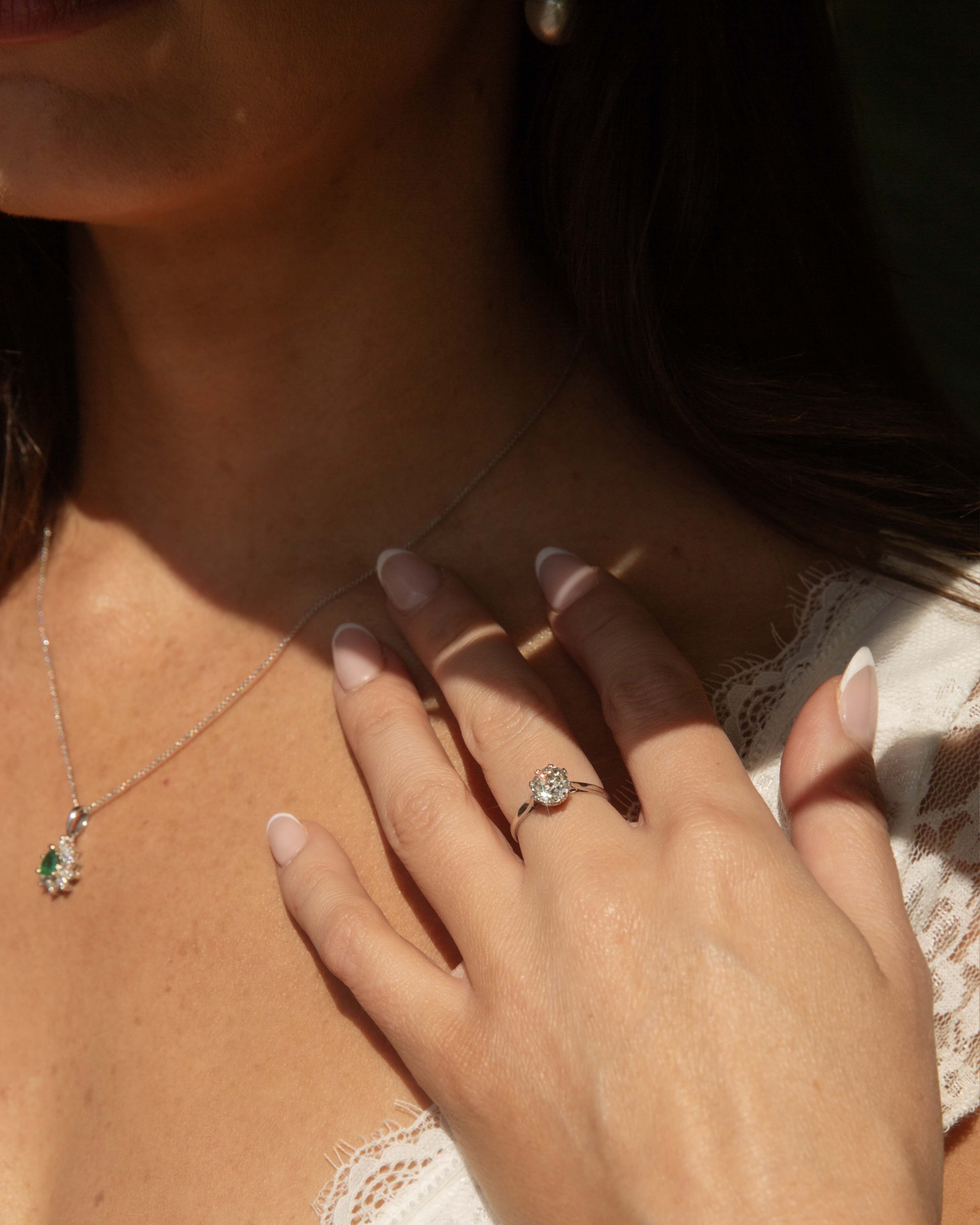 Fen Emerald & Diamond Cluster Pendant 14ct White Gold Pendants/Necklaces Imperial Jewellery 