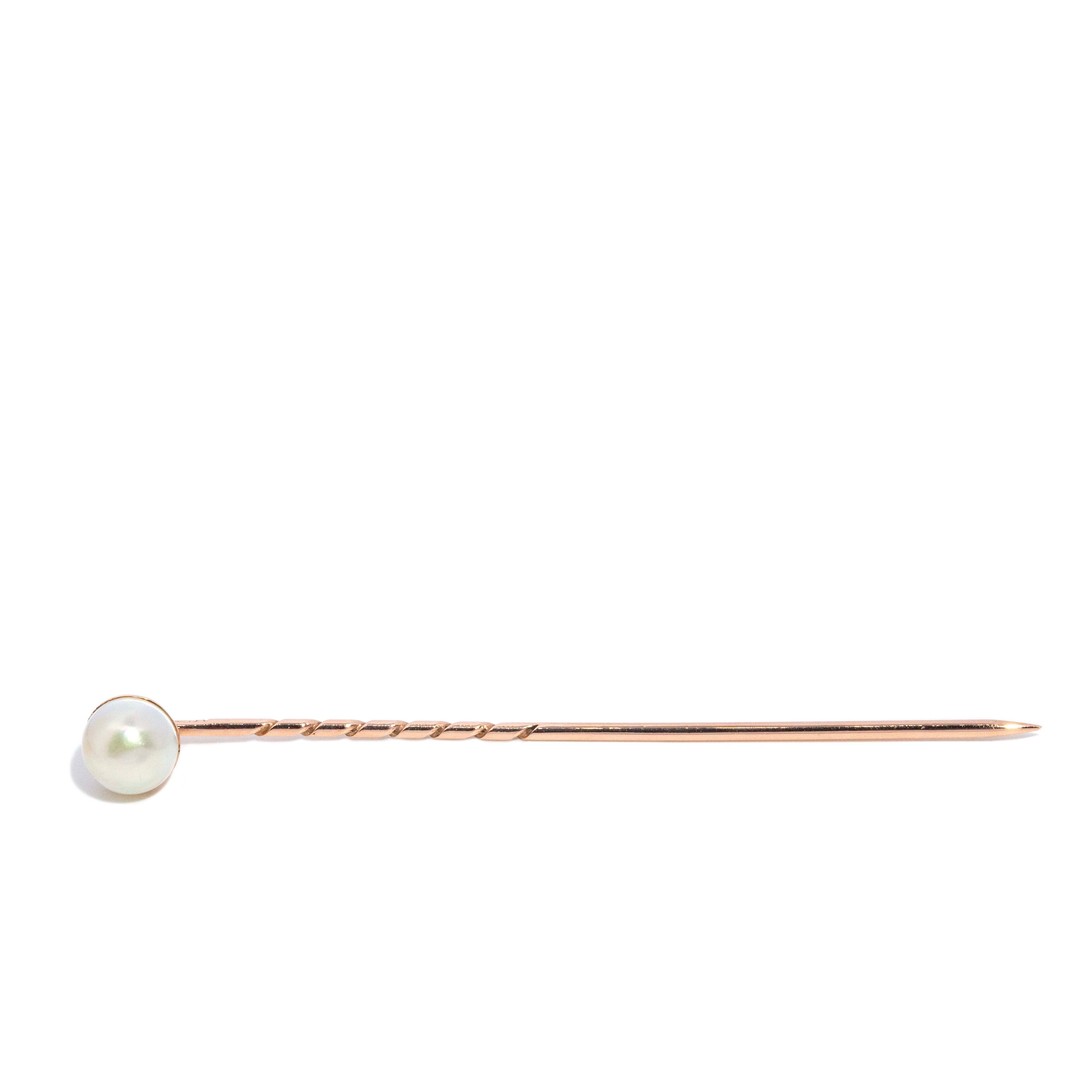 Ferny 1930s Saltwater Pearl Clothes Pin 12ct Gold Brooches Imperial Jewellery 
