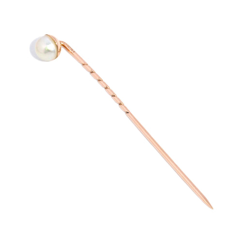 Ferny Saltwater Pearl Clothes Pin 12K Yellow Gold