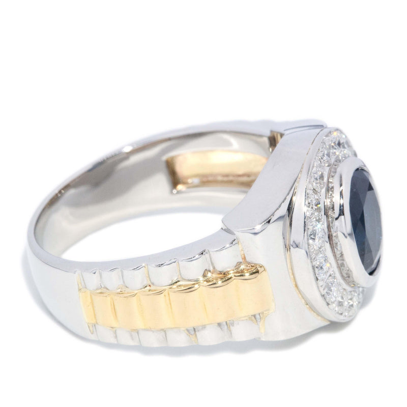 Vintage Circa 1990s Sapphire & Diamond Halo Ring 18 Carat Gold
